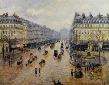  lluvia Obras - Avenue de l Opera efecto lluvia 1898 Camille Pissarro parisino